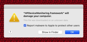 macOS warns that HP, Amazon software “will damage your computer”